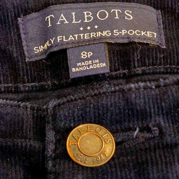 Talbots Corduroy Classic Indigo Blue Straight Leg Jeans 5 pocket Women size 8P - Picture 5 of 11